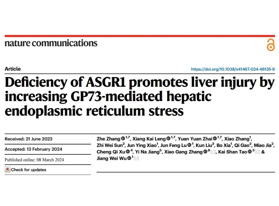 An Article in Nature Reveals that the ASGR1-GP73 Axis is a Potential Therapeutic Target for Liver Injury